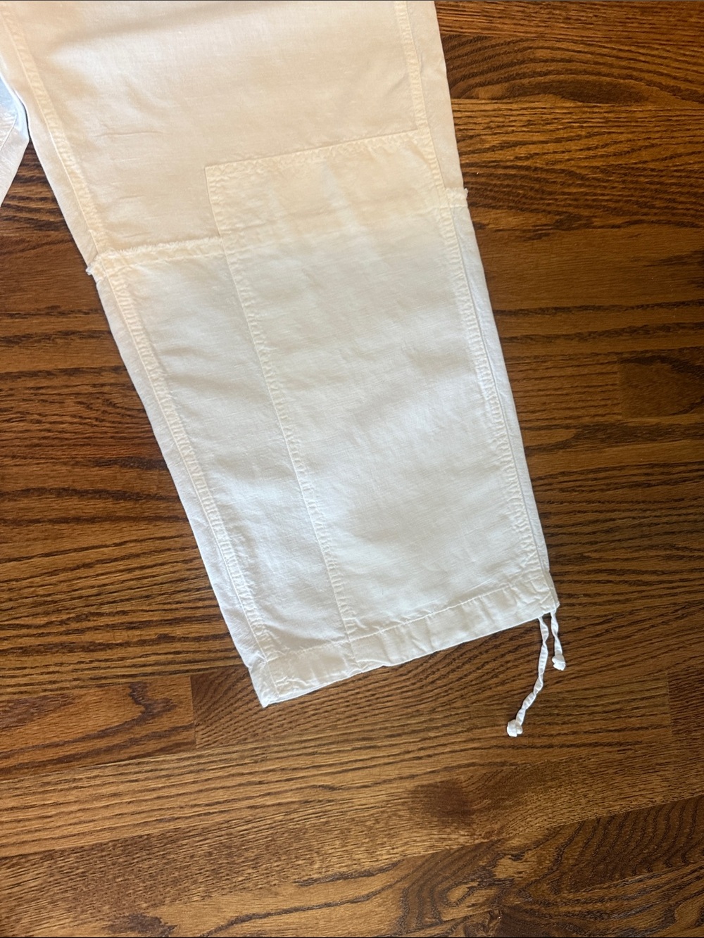 Zara White Drawstring Cargo-Style Joggers Linen and Cotton - Picture 7 of 12
